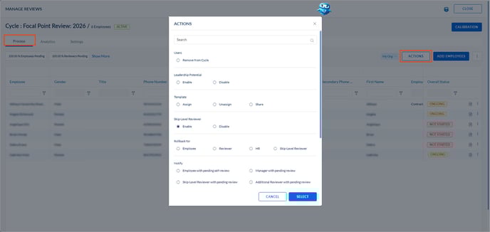 Manage review actions in a performance cycle1