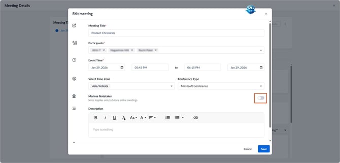 Manage the meeting notetaker agent for meetings2