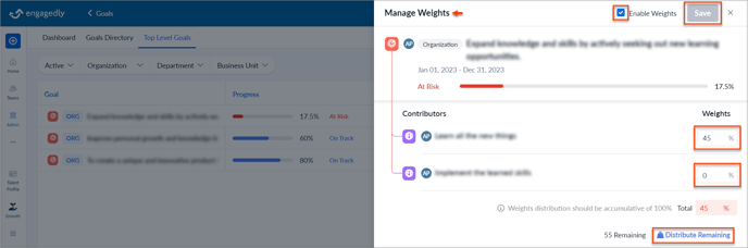 Manage weights admin