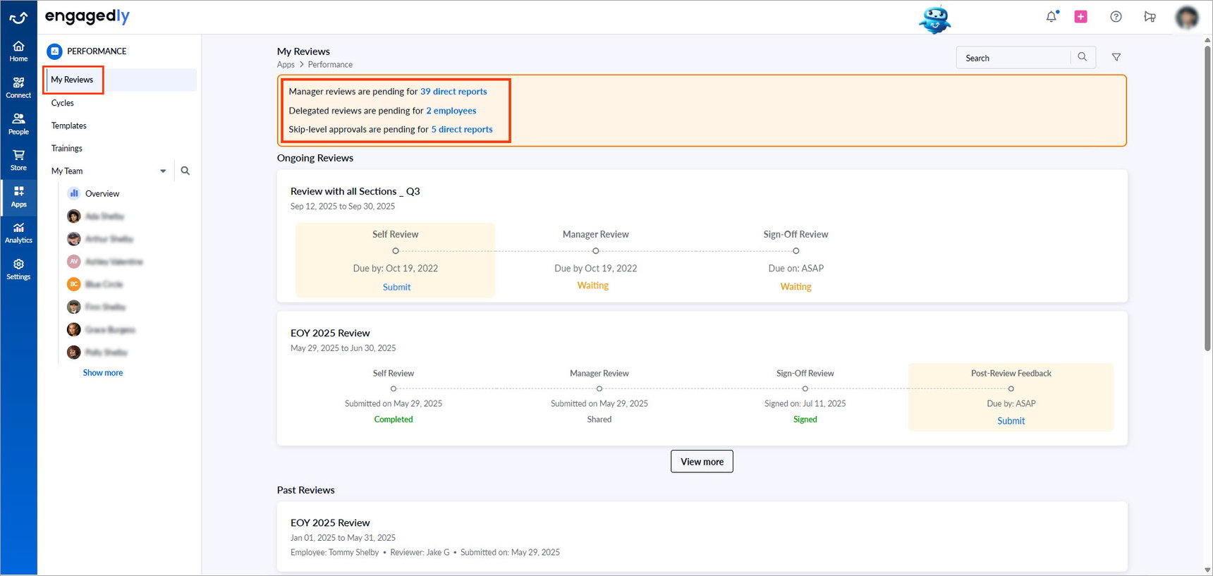 My performance review dashboard