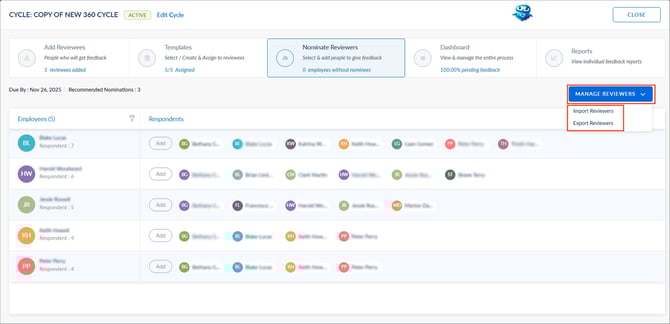 Nominate respondents for a 360 feedback cycle2