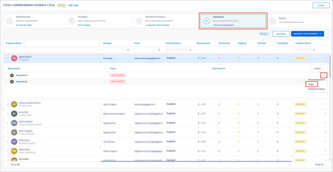 Nudge respondents to submit 360 feedback1