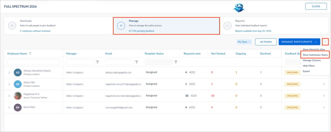 Nudge your direct reports and their respondents for 360 feedback2