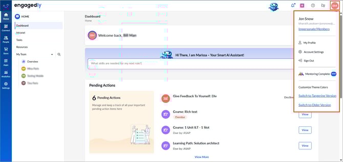 Overview of the Engagedly homepage2