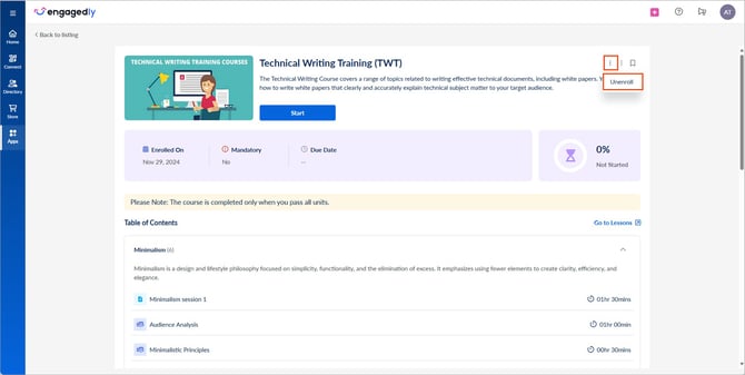 Self-enroll or unenroll from learning3