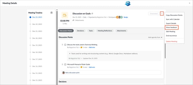Share feedback on a meeting2