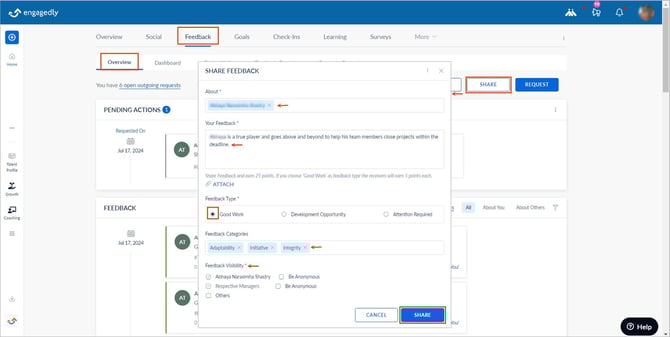 Share, request, and manage feedback1-2