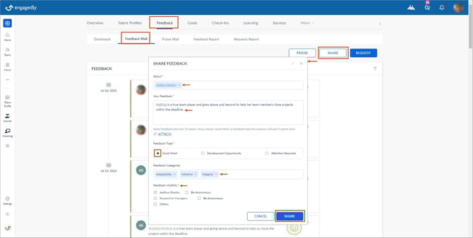 Share, request, and manage feedback1
