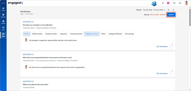Submit responses in team pulse1