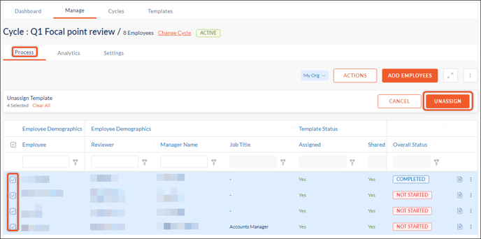 Unassign template bulk2