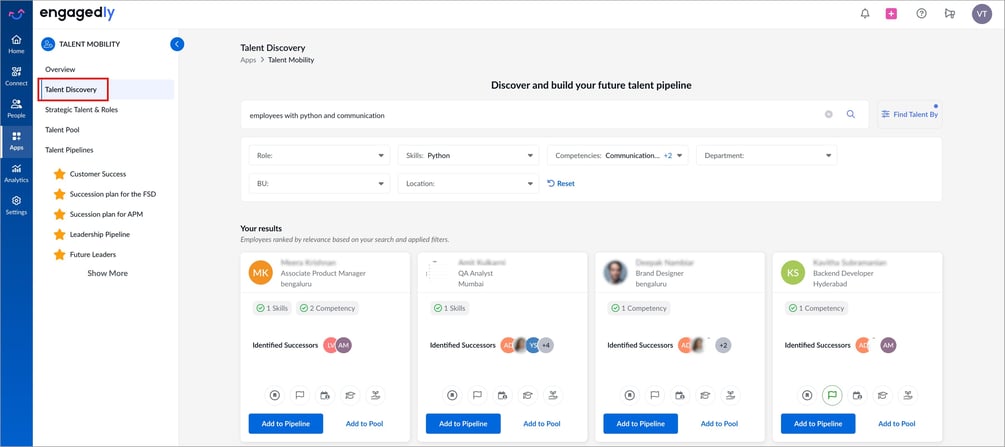 Understand search results in talent discovery