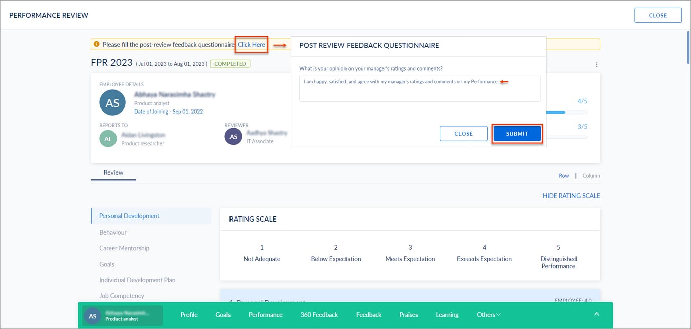 Performance user guide for employees