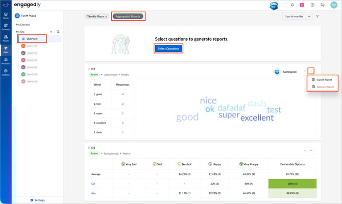 View and export aggregated reports in team pulse2-1
