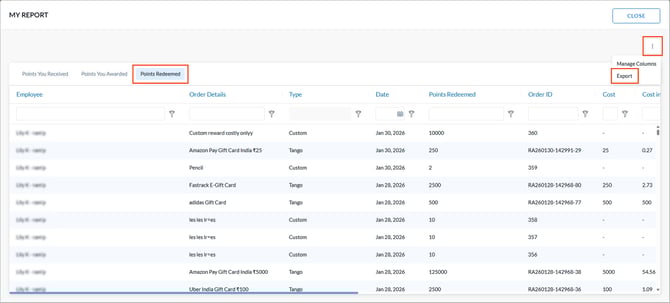 View and export redeemed reports1