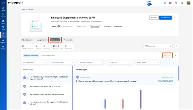View and export survey responses1a-1