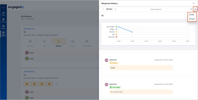 View and export weekly reports in team pulse2