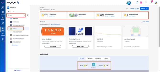View and export your org_s points2