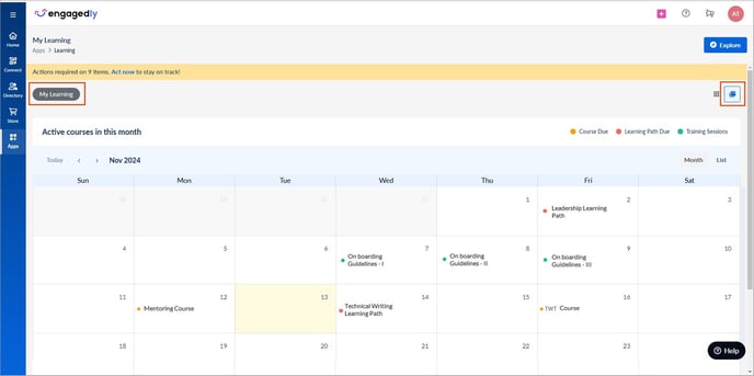 View learning calendar1