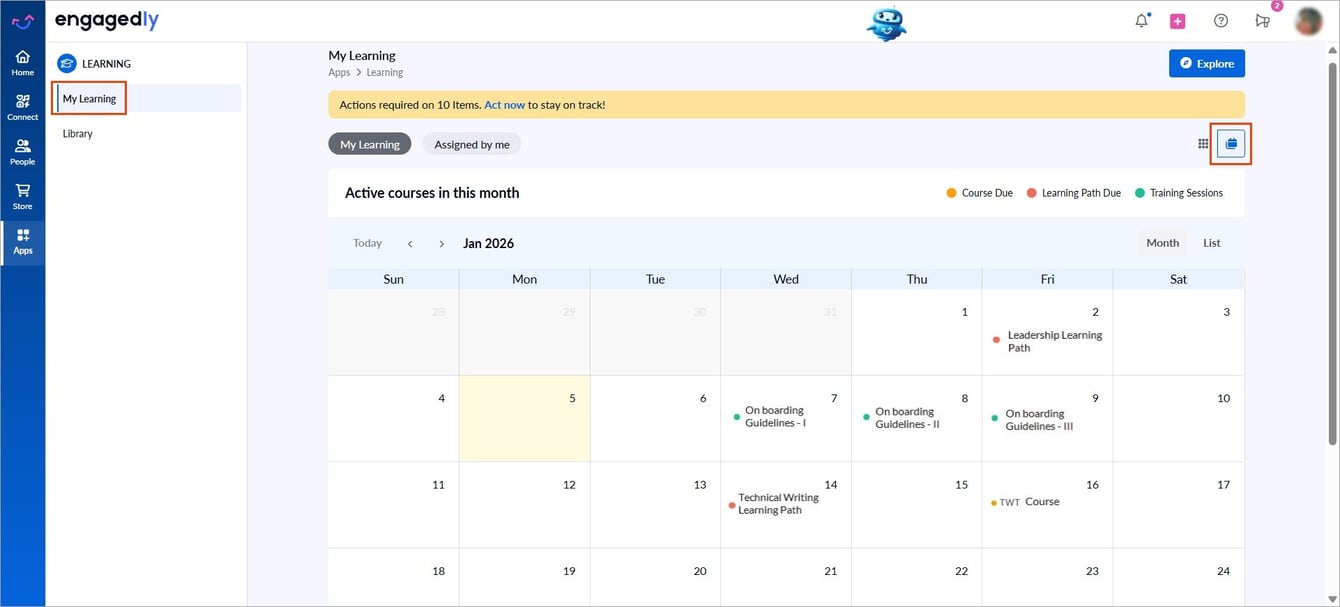 View my learning calendar