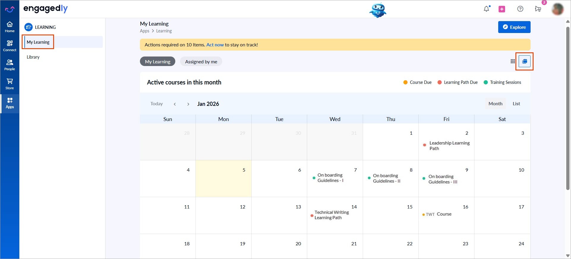 View my learning calendar