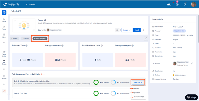 View quiz responses and reset quiz1-2