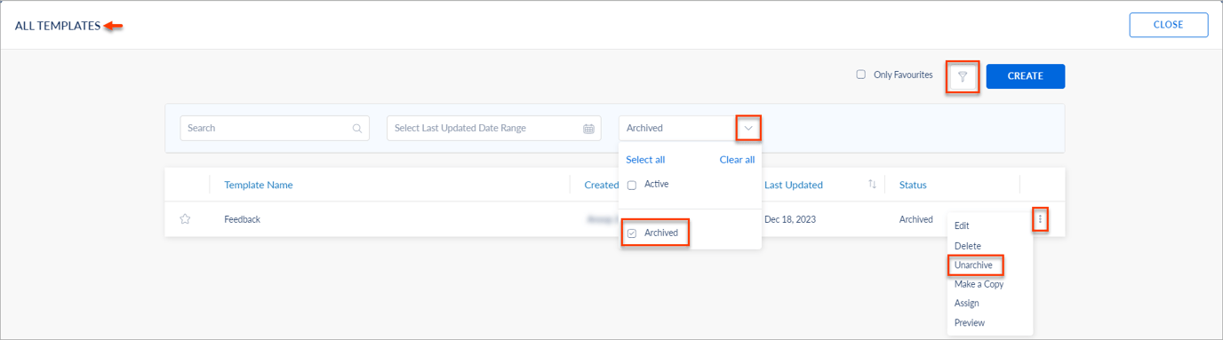 Manage 360 Feedback template
